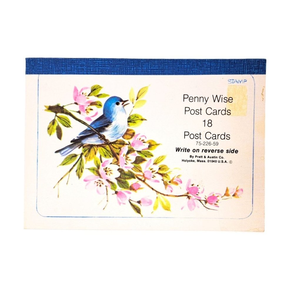 Vintage Penny Wise Postcard Book Bluebird Flower 5 Postcards included Dogwood